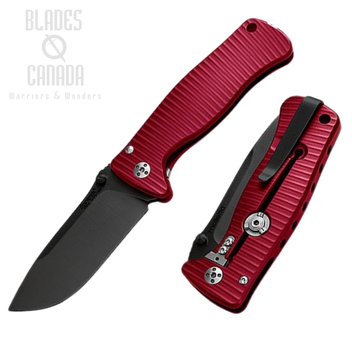 Lion Steel SR2 Mini Folding Knife, Sleipner Black, Red Aluminium